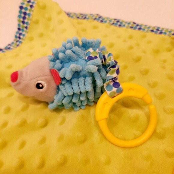 Early Years Hedgehog Lovey Security Blanket Plush Dots Clip Satin Trim Back Toy - Picture 7 of 16